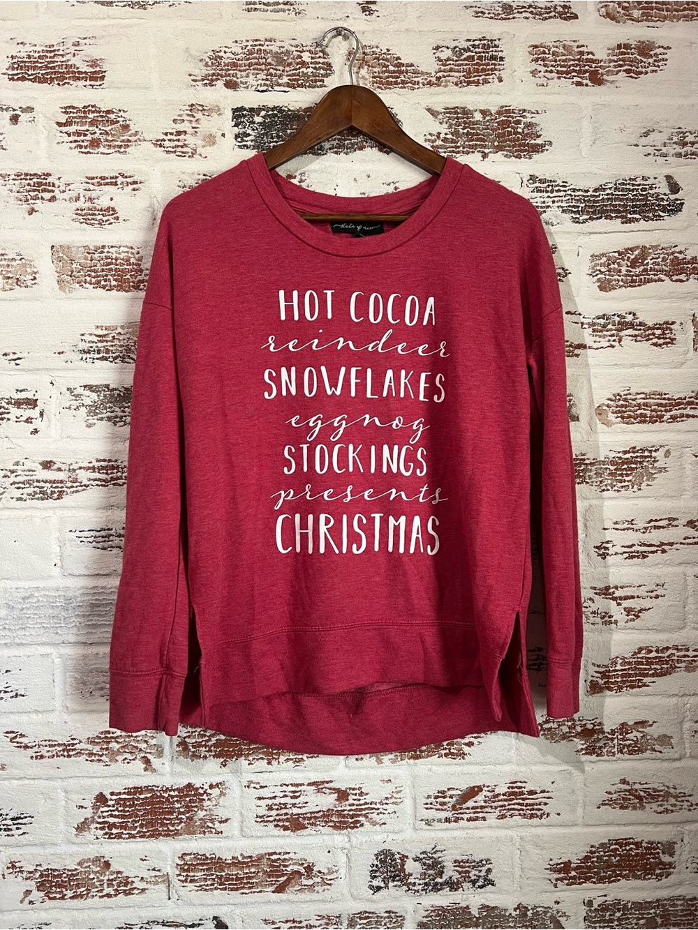 State of Mine Christmas Sweatshirt Small Red Holiday Graphic Long Sleeve